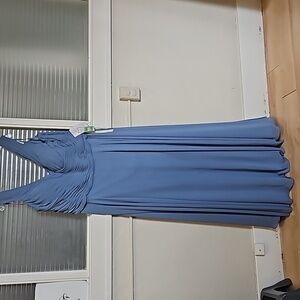 Size 26 SLATE blue chiffon Aline gown for formal or wedding Mori Lee NWT.